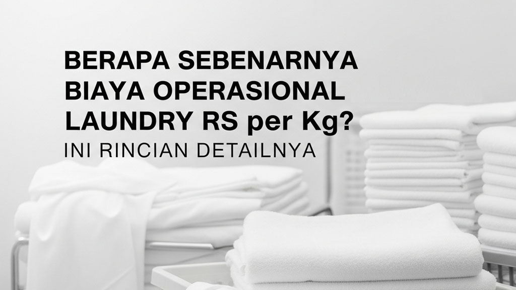 Tabel perhitungan biaya operasional laundry rumah sakit per kilogram (Kg), mencakup variabel deterjen, air, listrik, dan penyusutan mesin industri.